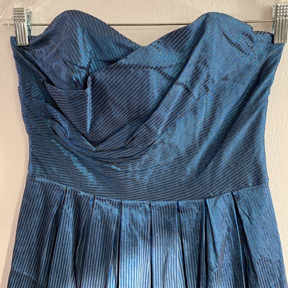t.l.h. By hype Metallic Blue Stripe Bustier Minidress Zipper and Elastic Back